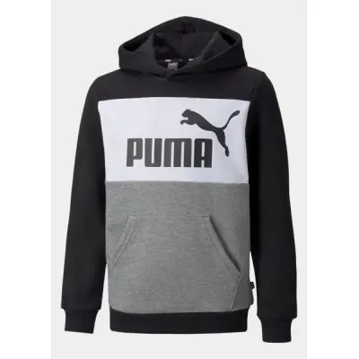 Ess+ Colorblock Hoodie Fl B, Puma Black, 140,  Hoodies