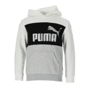 Ess+ Colorblock Hoodie Fl B, Puma White-Silver, 128,  Puma