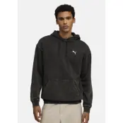 Ess Elevated Relaxed Wash Hood, Puma Black, S,  Hoodies