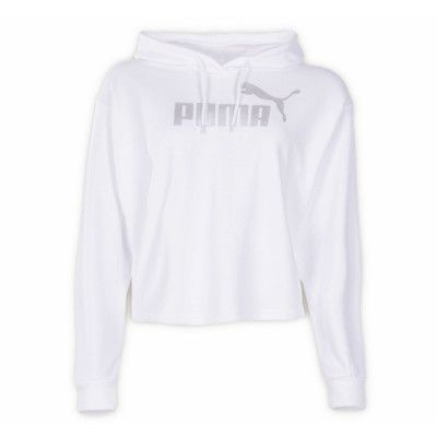Ess+ Metallic Cropped Hoody Tr, Puma White-Silver, L,  Hoodies