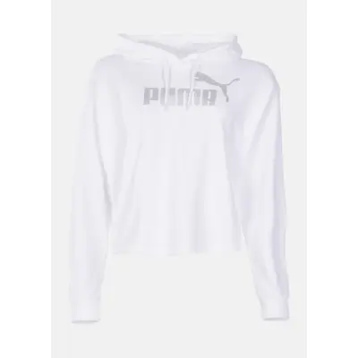 Ess+ Metallic Cropped Hoody Tr, Puma White-Silver, M,  Hoodies