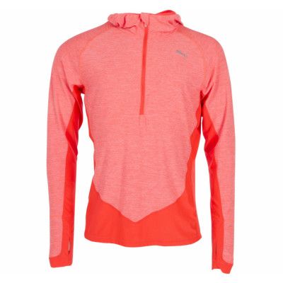 L/S 1/2zip Hooded Top, Red Blast Heather, L,  Puma