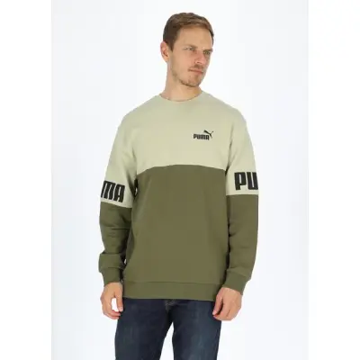 Puma Power Colorblock Crew Tr, Dark Green-Spring Moss, L,  Sweatshirts