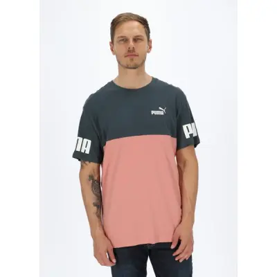 Puma Power Colorblock Tee, Dark Slate-Rosette, L,  T-Shirts