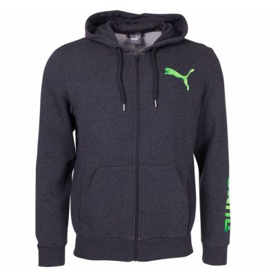 Puma Rebel Fz Hoody, Fl, Dark Gray Heather-Green, Xxl,  Puma