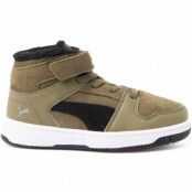 Puma Rebound Layup Fur Sd V Ps, Burnt Olive-Puma Black-Limesto, 29