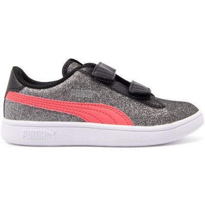 Puma Smash V2 Glitz Glam V Ps, Puma Black-Calypso Coral-Puma, 29
