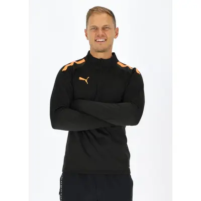 Teamliga 1/4 Zip Top, Puma Black-Neon Citrus, M,  Träningströjor