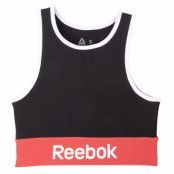 linear logo cotton bra, black, m,  reebok
