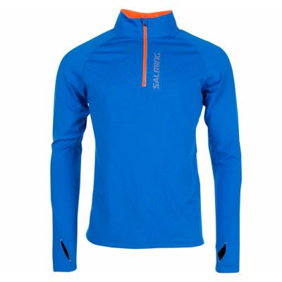 Halfzip Ls Tee Men, Electric Blue/Shocking Orange, L,  Salming