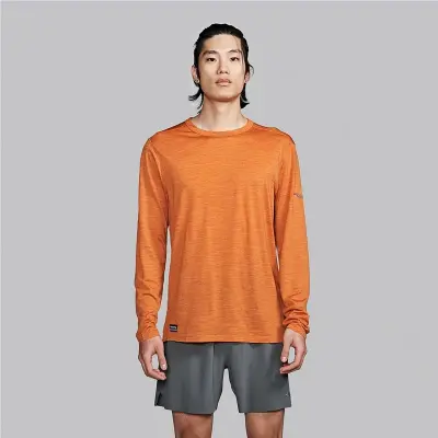 Saucony Peregrine Merino Long Sleeve Men Amber Heather - XL