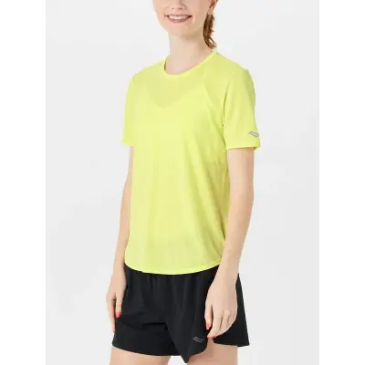 Saucony Stopwatch Short Sleeve Sunny Lime Heather - M