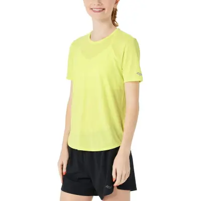 Saucony Stopwatch Short Sleeve W T-shirt Sunny Lime Heather, XS