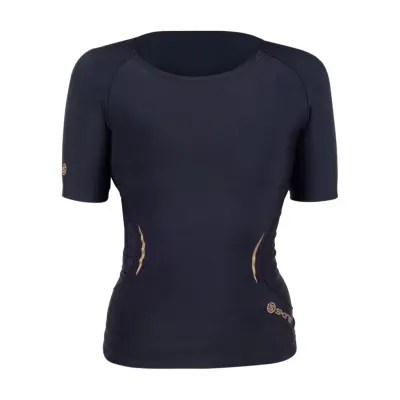 A400 Womens Top Short Sleeve, Black/Gold, M,  Skins
