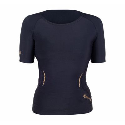 A400 Womens Top Short Sleeve, Black/Gold, S,  Skins