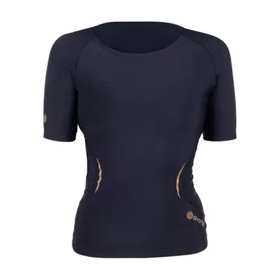 A400 Womens Top Short Sleeve, Black/Gold, Xs,  Skins