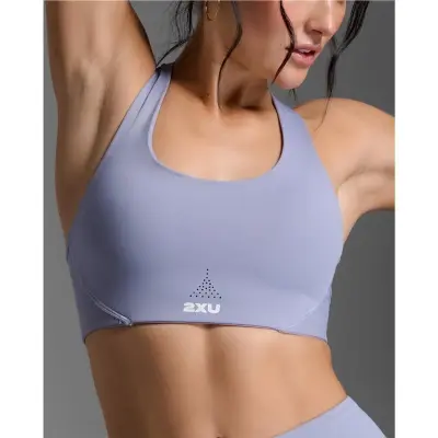 2XU Aero Mesh Medium Impact Bra Digital Lilac/White Reflective - L