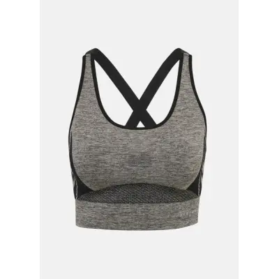 Hmlclea Seamless Sports Top, Chateau Gray/Black Melange, L,  Löparkläder