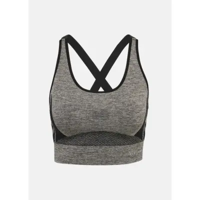 Hmlclea Seamless Sports Top, Chateau Gray/Black Melange, S,  Löparkläder
