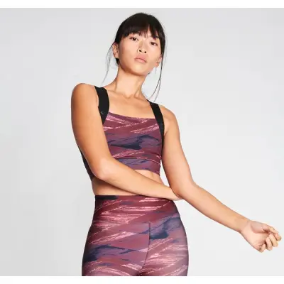 Kay Printed Sports Bra, Dark Wine Mist, S,  Löparkläder