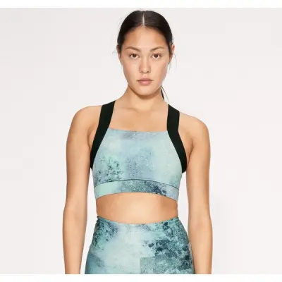 Kay Printed Sports Bra, Green Space Dyed, S,  Löparkläder