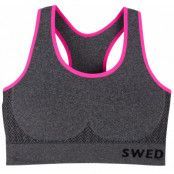 Padded Seamless Top, Dk Grey Melange/Fresh Pink, S,  Swedemount