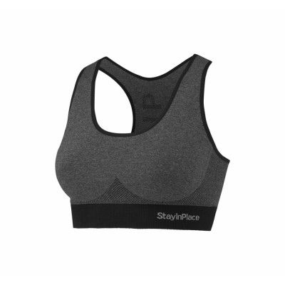 Rib Seamless Bra, Dk Grey Melange, Xs,  Stay In Place
