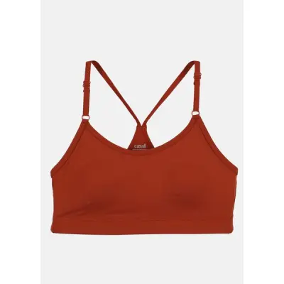 Strappy Sports Bra, Burnt Sienna Red, L,  Sport-Bh