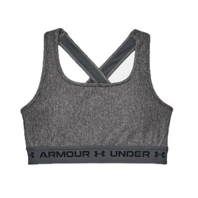 Ua Crossback Mid Heather Bra, Charcoal Light Heather, Xl,  Under Armour