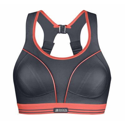 Ultimate Run Bra, Slate Gray/ Coral, 80c,  Shock Arbsober