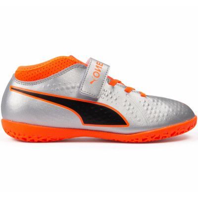 Puma One 4 Syn It V Jr, Puma Silver-Shocking Orange-Pu, 38